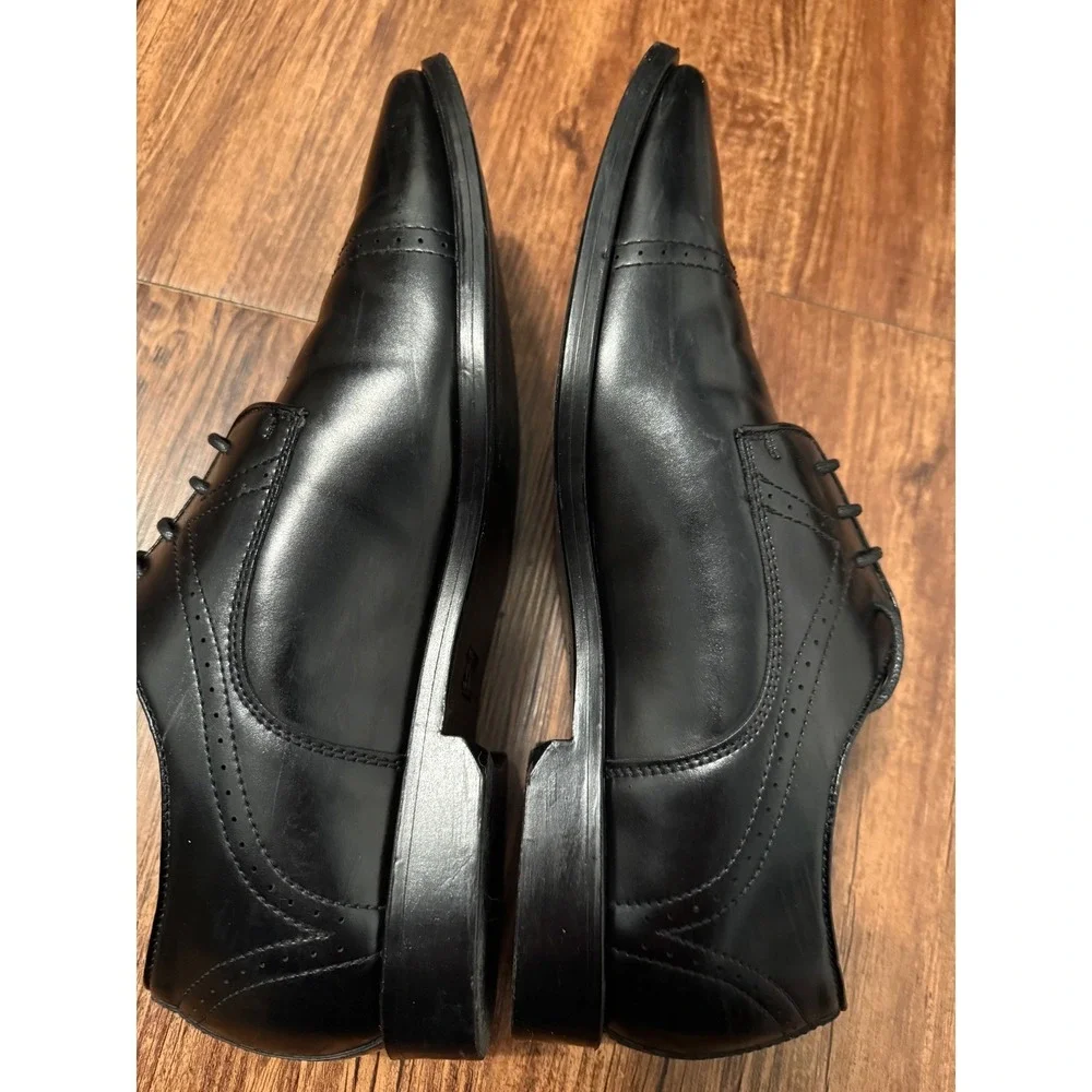 Antonio Cerrelli Mens Black Cap Toe Oxford Dress Shoes Lace Up Leather Sz 10.5‎